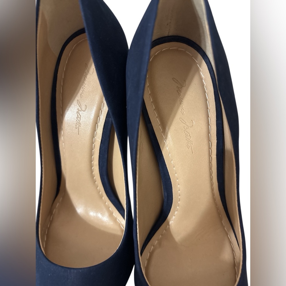 Massimo Matteo 90MM Pointy Toe Pump Stiletto  Heel Navy Blue Suede Sz 7M - Picture 2 of 10